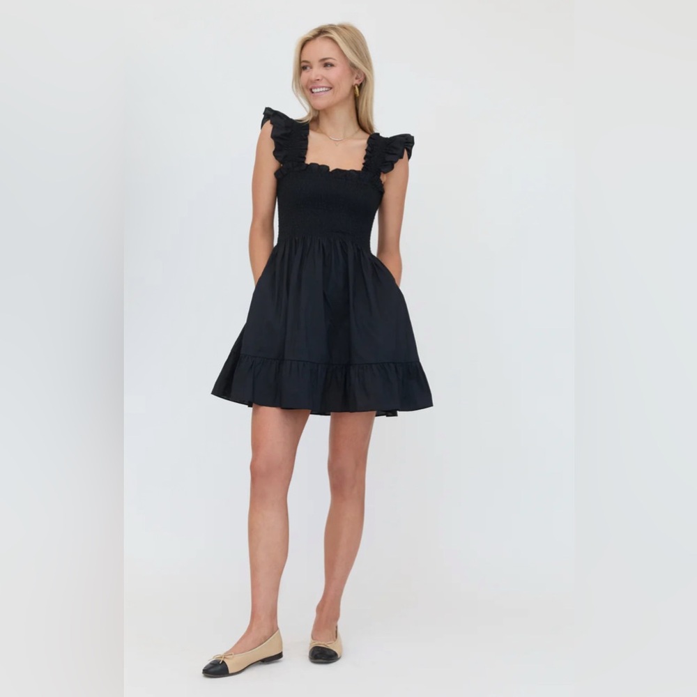 Brand New The Elizabeth Hill House Black Ruffled Nap Dress